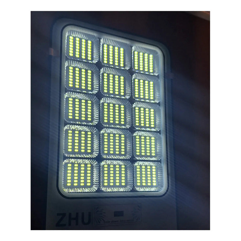 Foco Solar De Poste 1200 Watt Luz Fija Más Soporte Negro Blanco Frío