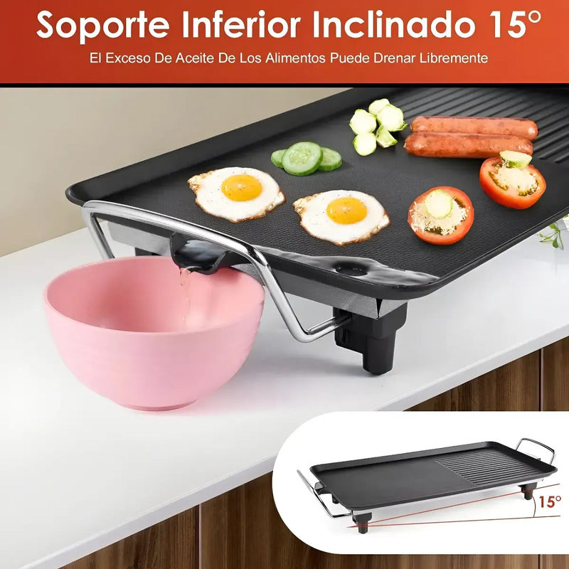 Parrilla Eléctrica Barbacoa Plancha Antiadherente Churrascos Negro