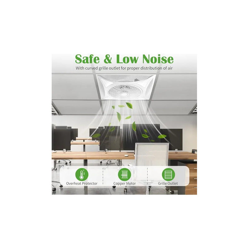 Ventilador De Techo Para Empotrar 60x60 60 Cm Blanco Plástico