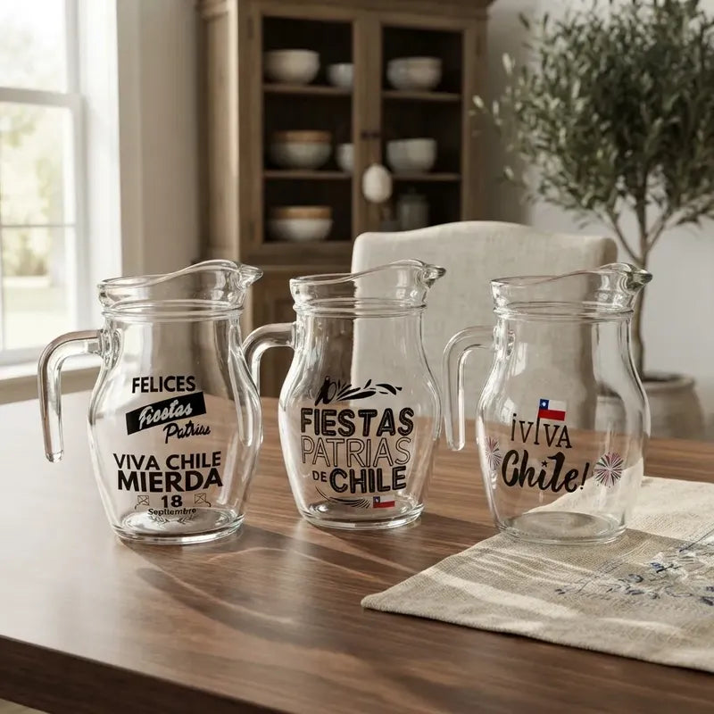 Set 6 Vasos Lorito Viva Chile 500ml Terremoto Fiesta Patrias Negros