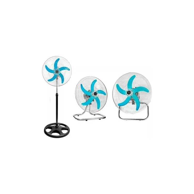 Ventiladores X4 De Pie Silencioso 150w Giro 360° Potente Negro Azul Plástico 5
