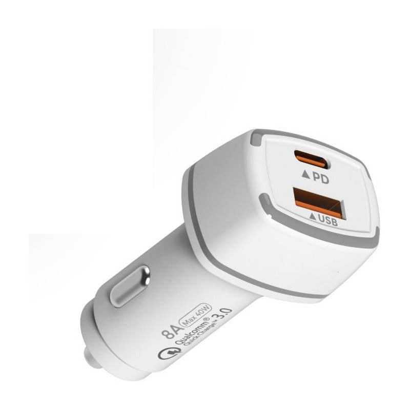 Cargador Usb Colores Auto Con Carga Rápida 2.0  Blanco