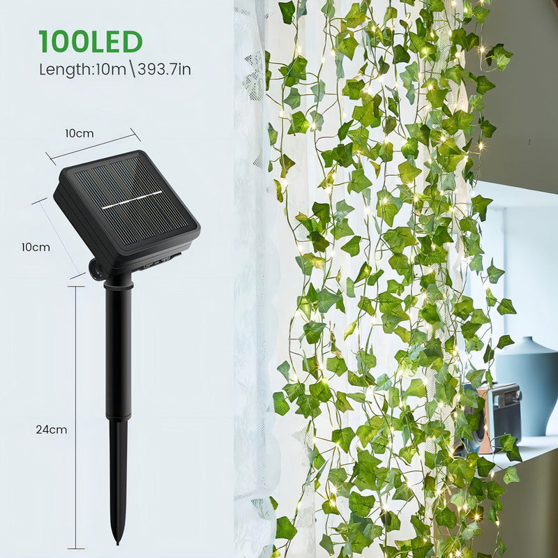 Cortina Solar Led Hoja 2x2 Mts Luz Cálida 8 Modos Decoración Amarillo
