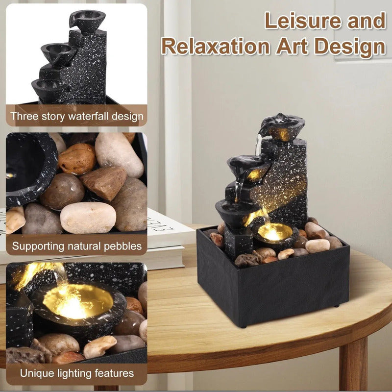 Fuente De Mesa Cascada De Agua Iluminación Decoración Relax Jarrones