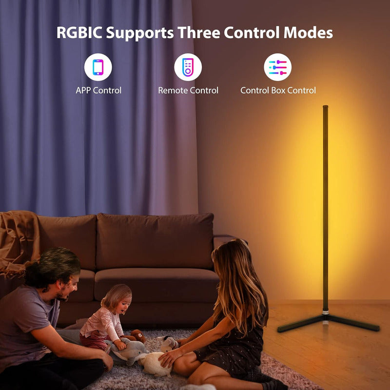 Lampara De Pie Con App Y Mando Moderna Led Rgb Con Control Blanco Negro