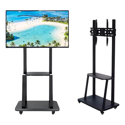 Soporte Tv Rack Movil Con Ruedas 32 A 55 Base Pedestal Stand Color Negro