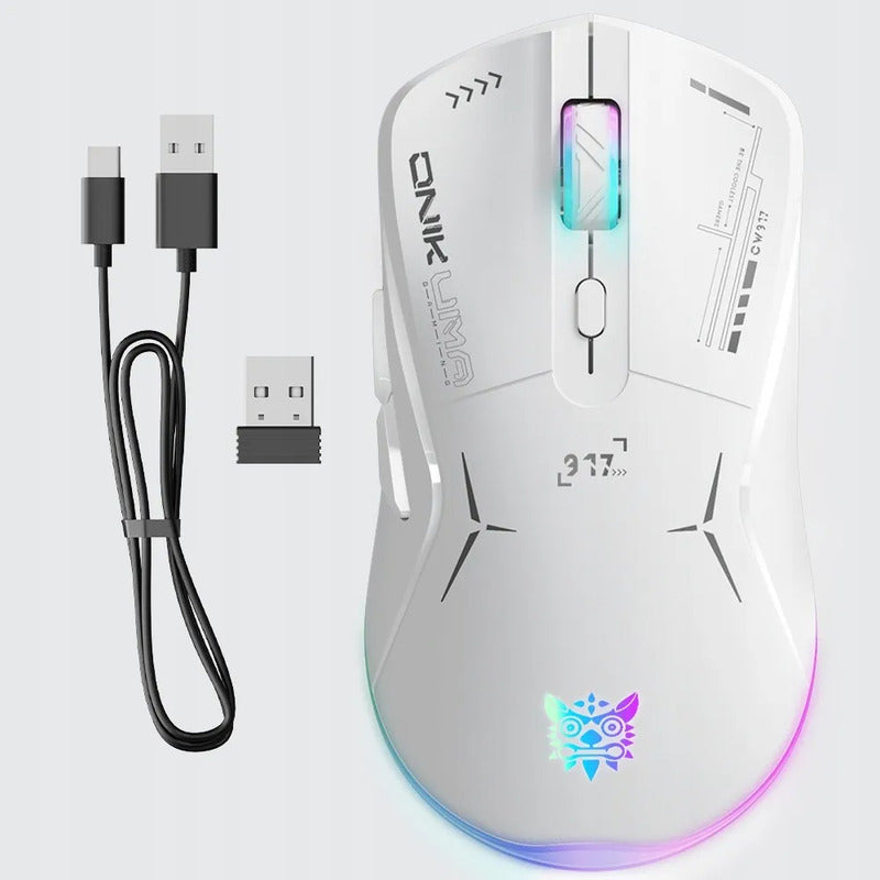 Mouse Ergonómico Gamer Inalámbrico D5 3.0 Usb 3600 Dpi Blanco