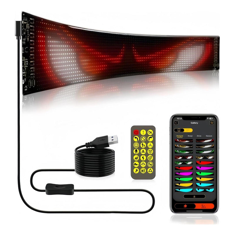 Pantalla Led Flexible Con Ojos Movimiento De Luz (19* 90 Cm)