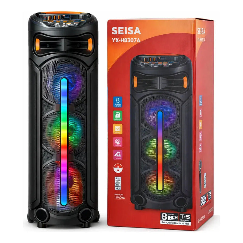 Parlante Bluetooth Portátil Tecnohogar Con Led Y Micrófono 90cm