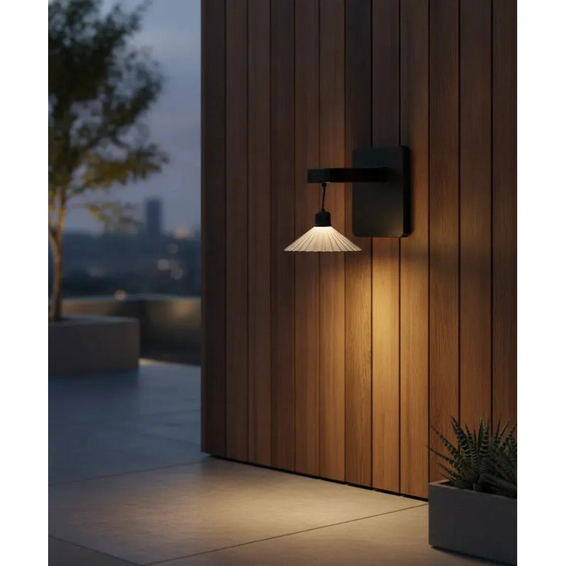 Aplique Solar Led De Pared Exterior Luz Decorativa Impermeable Ip65 Diseño Moderno Negro Para Jardín Terraza Patio Pasillo Entrada Energía Solar Encendido Automático Alta Durabilidad Tecnohogar