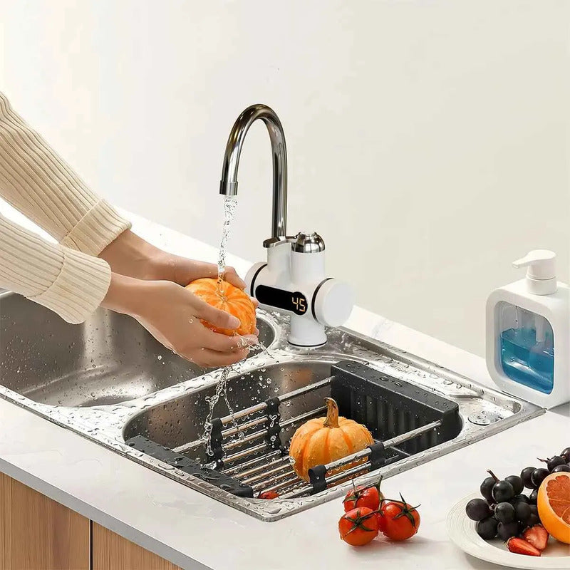 Llave Eléctrica Agua Caliente Grifo Lavadero Cocina Baño Blanco Toma Inferior