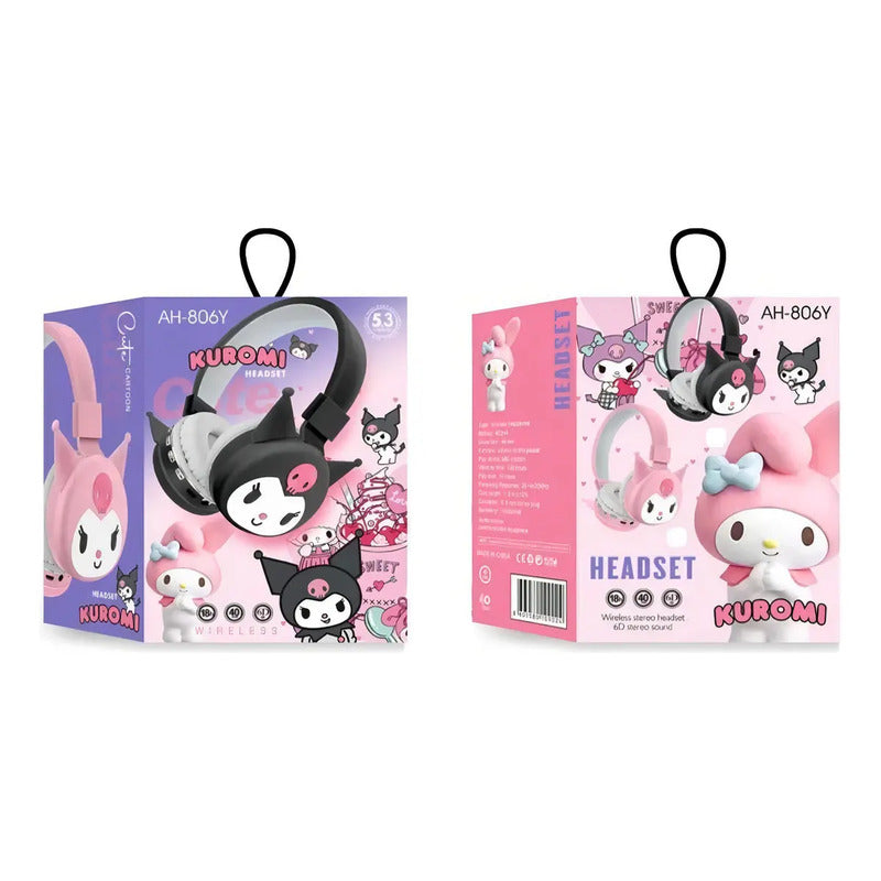 Audífonos Diadema Diferentes Personajes Bluetooth Ajustables Color Kuromi Negro