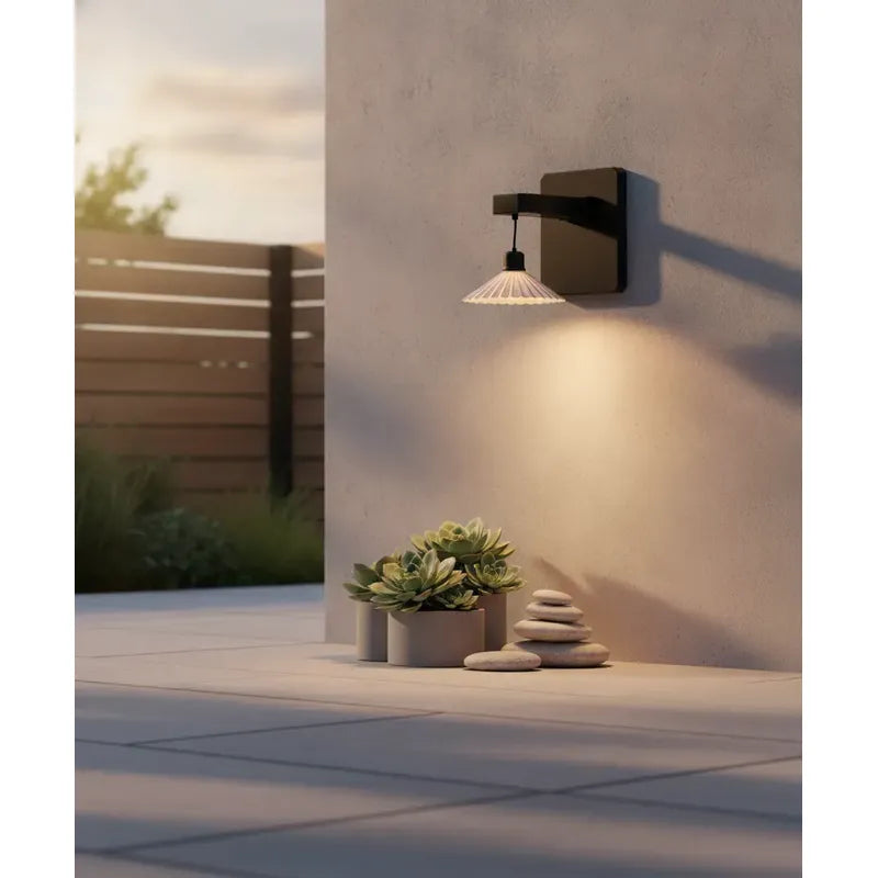 Aplique Solar Led De Pared Exterior Luz Decorativa Impermeable Ip65 Diseño Moderno Negro Para Jardín Terraza Patio Pasillo Entrada Energía Solar Encendido Automático Alta Durabilidad Tecnohogar