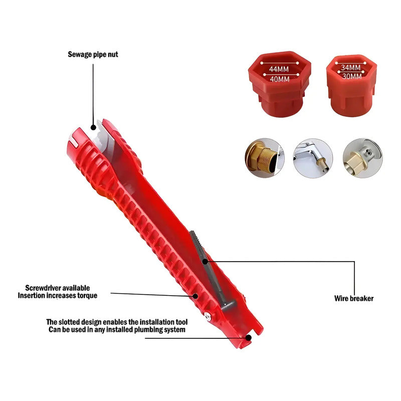 Llave Francesa Ajustable De Abs Para Grifo Y Desagüe Roja Rojo