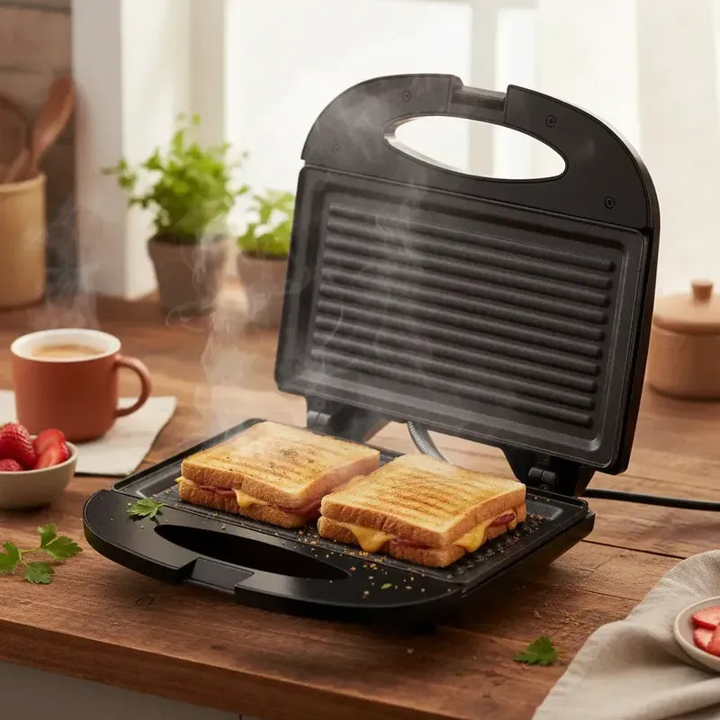 Sandwichera Tostador Grill Para Pan Carne 2 En 1 P Negro