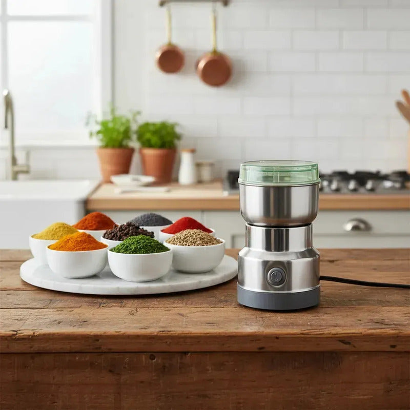Molinillo Eléctrico De Granos Café Especias Cereales Frutos Plateado