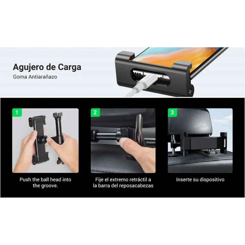 Soporte De Auto Asiento Trasero Celular Y Colgador Cartera Negro