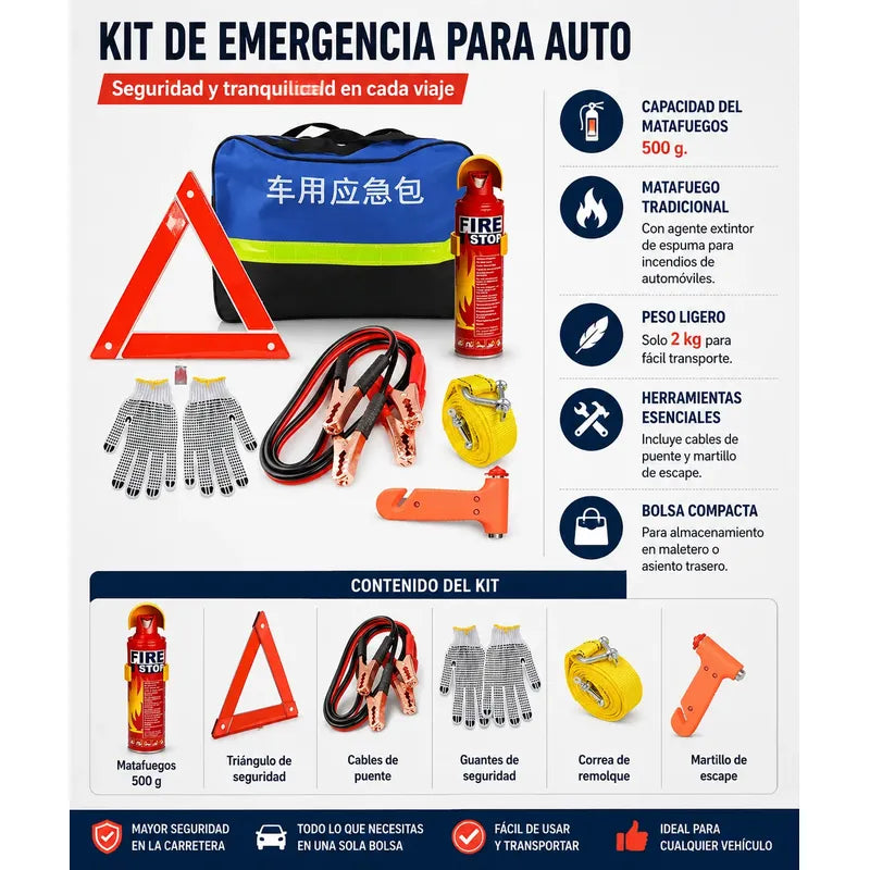Kit De Emergencia De Seguridad Para Auto Extintor Accesorios