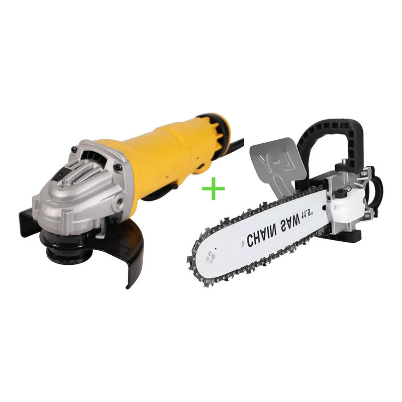 Pack Esmeril Angular Galletera + Adaptador A Motosierra 12  Amarillo 100