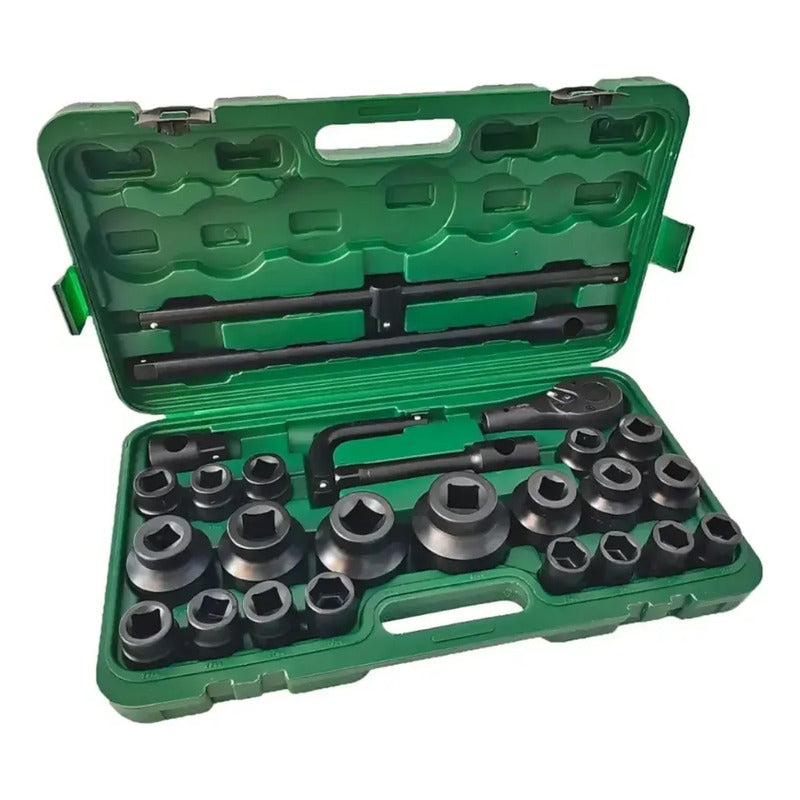 Maleta De Dados De Impacto 1'' Y 3/4 Profesional 26 Piezas Negro