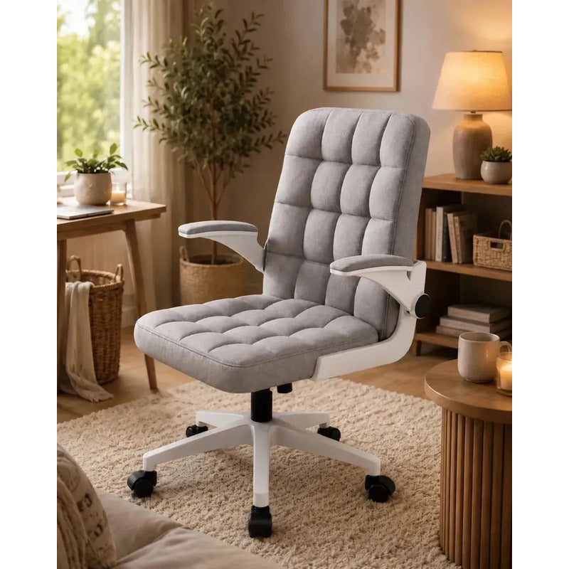 Silla Oficina Ejecutiva Ergonómica Con Apoyabrazos Ajustable Gris Algodón