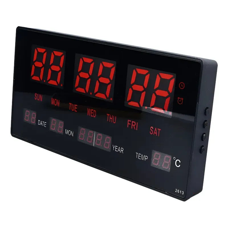Reloj Digital Led Pared Temperatura Fecha Español Negro Sencillo