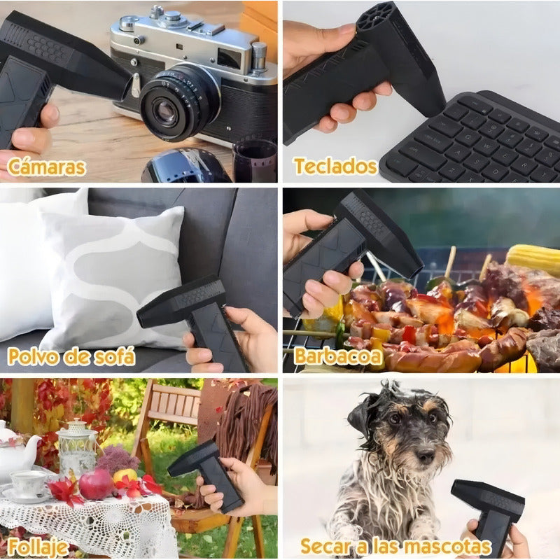 Soplador Portátil 200w 130000rpm 5000mah 3 Velocidades Usb Negro