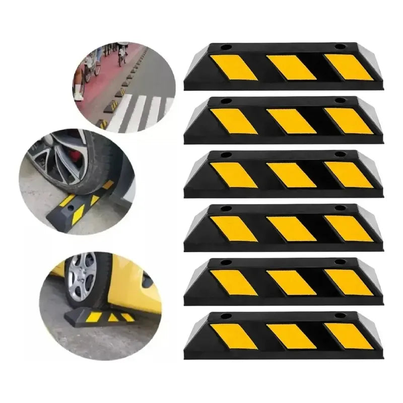 Pack X5 Tope De Estacionamiento Negro Amarillo Parking Negro