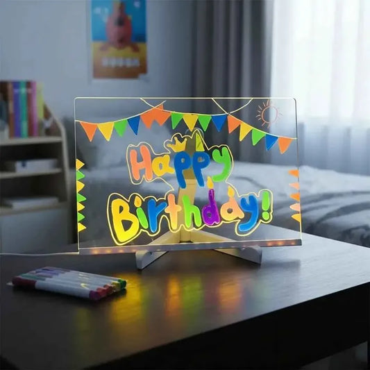 Pizarra Mágica Led Transparente 30x40 Con Soporte Y Plumones Agua