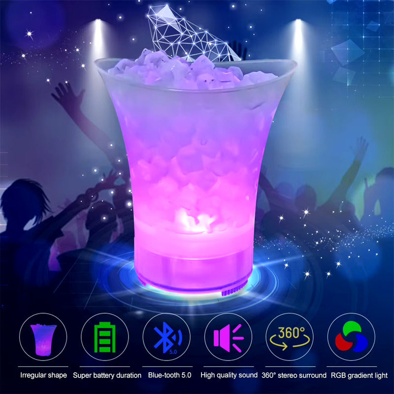 Pack X3 Hielera Bluetooth Recargable Con Parlante Luces Led Opaco Transparente