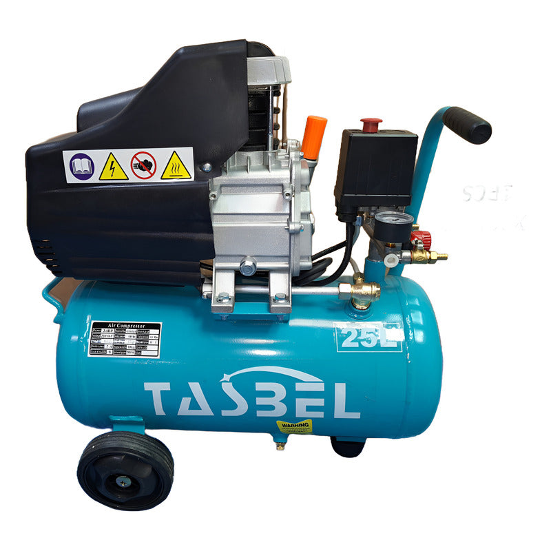 Compresor De Aire 25 Litros Con Acople Y Ruedas Turquesa 50 Monofásica
