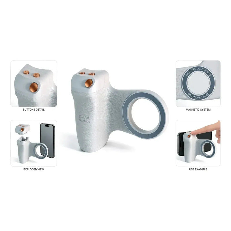 Empuñadura Magnética Para Cámara De Celular Smartphone Grip Ergonómico Con Disparador Bluetooth Soporte Magnético... Blanco