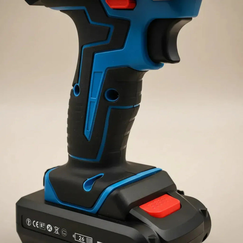 Taladro Percutor Atornillador Inalámbrico 2 Baterías Y Malet Azul 50/60hz
