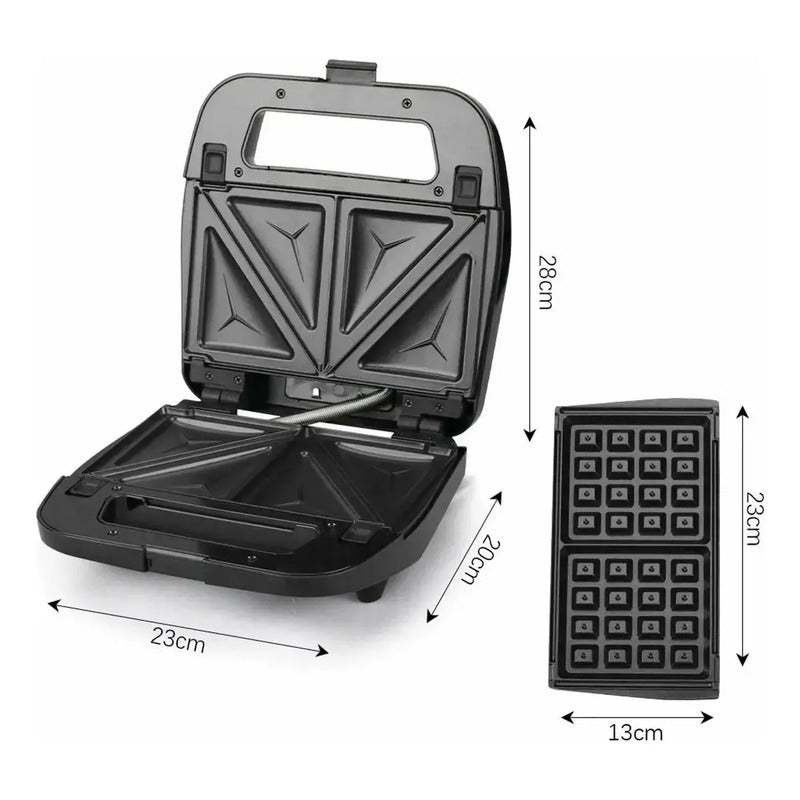 Maquina 3 En 1 Tostador - Grill De Carne - Wafflera Negro