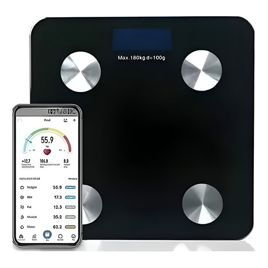 Pesa De Baño Digital Bluetooth App Control De Peso Y Grasa Negro