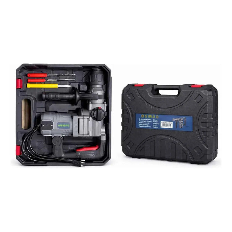 Rotomartillo Eléctrico 1100w Osmao Con Brocas Y Cinceles Gris 50/60hz