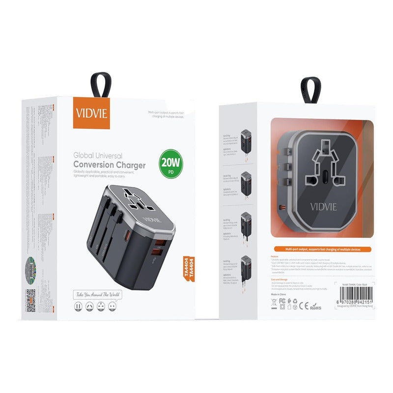 Enchufe Universal Vidvie Puerto Usb Carga Rapida Tipo C Negro