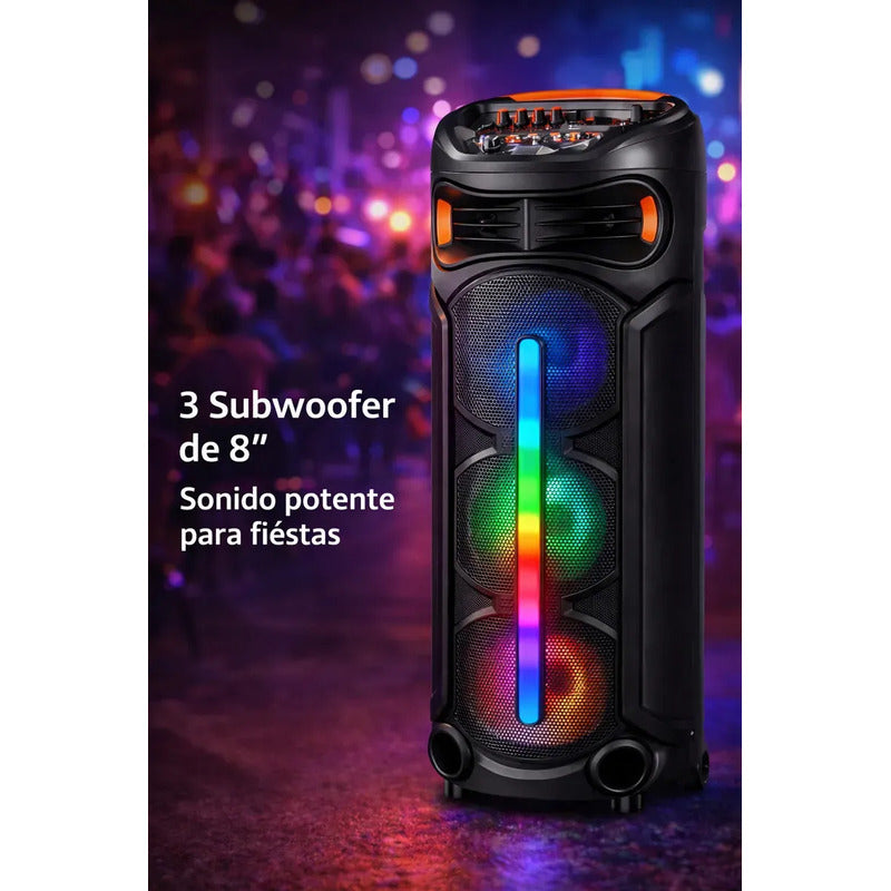 Parlante Bluetooth Portátil Tecnohogar Con Led Y Micrófono 90cm