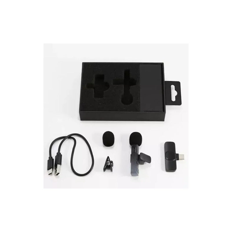 Micrófono Grabador Inalámbrico Tipo C Para Celular Negro