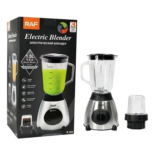 Licuadora Juguera Raf 1.5l Vidrio Acero Inoxidable 1000w Plateado