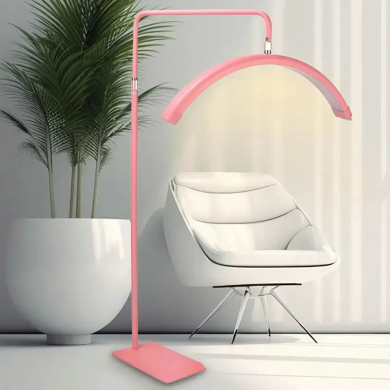 Lámpara Led Lashista Media Luna Profesional Para Manicure Estética Pestañas Cejas Spa Tatuaje Luz Led Rosa Soporte Ajustable De Piso Salón Belleza Cosmetología Alta Iluminación
