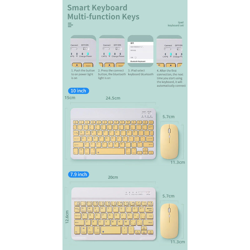 Kit Teclado Mouse Bt Para Windows Apple Android Slim Pastel
