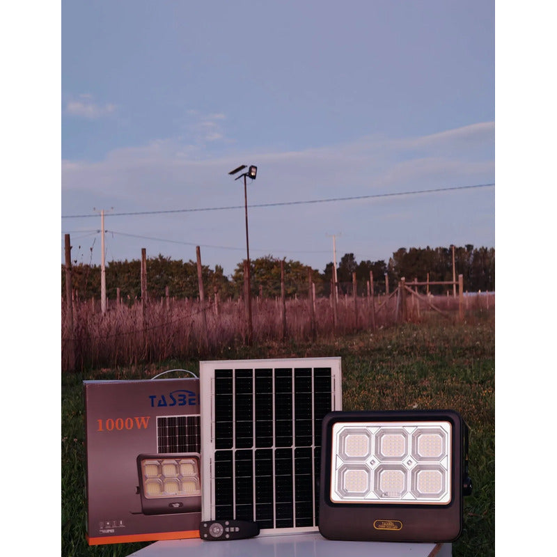 Foco Solar Reflector 1000w Panel Separado Y Control Remoto Negro Blanco Frío