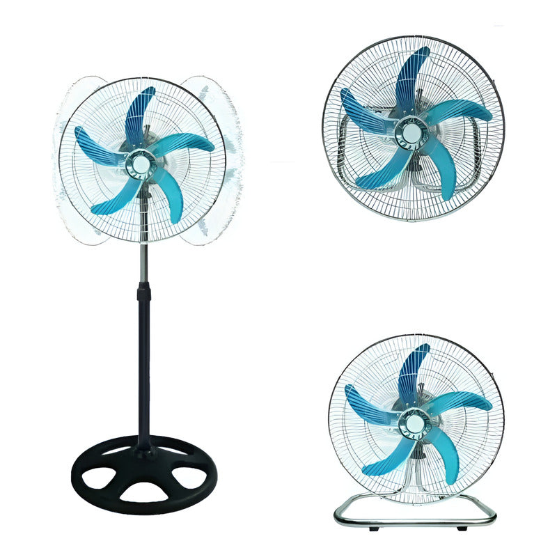 Ventiladores X4 De Pie Silencioso 150w Giro 360° Potente Negro Azul Plástico 5