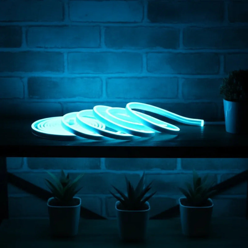 Cinta Led Neon Luz 5mts Flexible Transformador 12v Decoracio Celeste