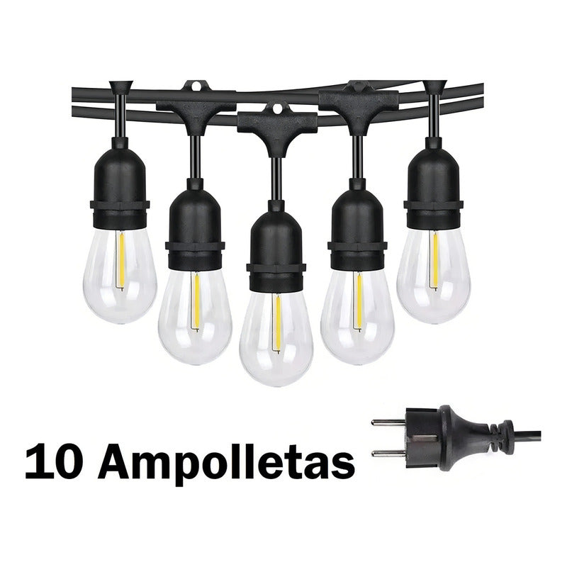 Soquete Guirnalda Terraza Patio Ampolletas Incl Luces Cálida