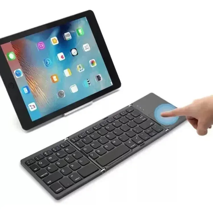 Mini Teclado Bluetooth Plegable Con Trackpad Recargable Gris Oscuro Español De Latinoamérica