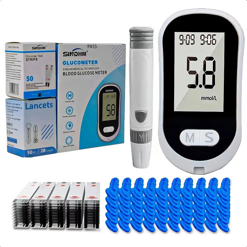 Glucómetro Digital Tecnohogar Con 50 Tiras Y Lancetas Para Medir Glucosa En Sangre Gris