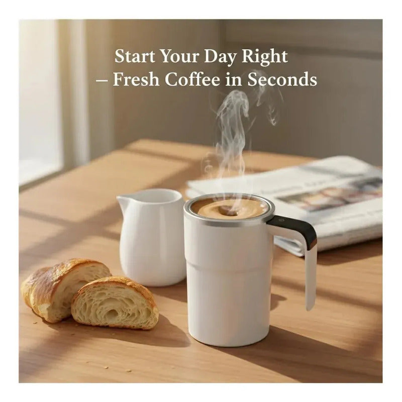 Taza Auto Agitable Mezcladora Para Café Bebidas Magnética Frio Calor Térmica Blanco