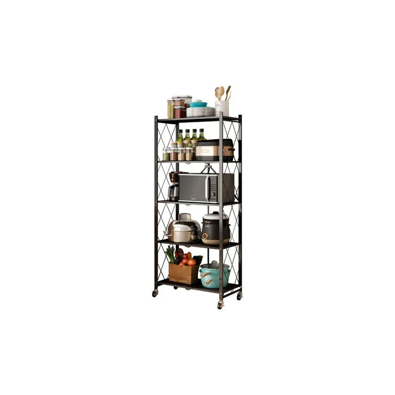 Estante Organizador Plegable 5 Niveles Ruedas Cocina Living Negro